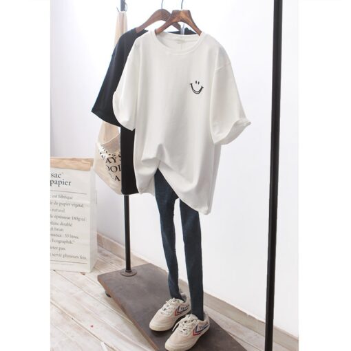 2020 t-shirt Top T Shirt Women Tshirt Loose Smile White Short Sleeve Girls New Woman Generation WBXT211