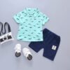 2020 New Baby Shirt Clothing Set Boys Girls Cute Summer Casual Wear Set Cartoon Mustache Top Denim Set Children's Clothes 1-4 Ye