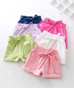 Baby Girl Shorts Kid Short Pants Casual Pants Solid Cotton Pants Summer Children Travel Beach Short Trousers