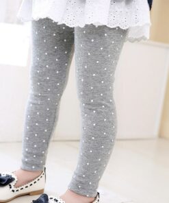 Children Girls Skinny Leggings Long Pants Polka Dots Printed Kids Spring Autumn Cotton Bottoms Dotted Elastic Trousers