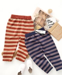 Tonytaobaby Autumn and Winter New Boys and Girls Thick Stripe Three-dimensional Animal Bottomed Knitted Pants
