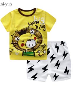 Unni-yun Casual Baby Kids Sport Clothing Plaid Lion Clothes Sets for Boys Costumes 100% Cotton Baby Clothes 6M -4 Years Old