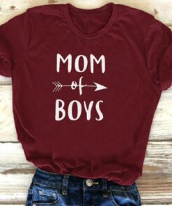 MOM OF BOYS Letter Print T Shirt Women Short Sleeve O Neck Loose Tshirt 2020 Summer Women Causal Tee Shirt Tops Mujer
