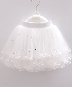 Kids Pearl Skirts Girls Mesh Beaded Clothes Children Ruffles Tutu Skirt Girl Multi-Layers Dance Princess Party Costumes