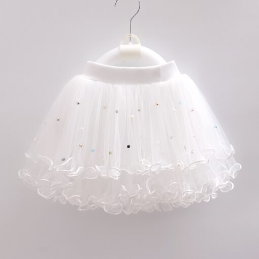 Kids Pearl Skirts Girls Mesh Beaded Clothes Children Ruffles Tutu Skirt Girl Multi-Layers Dance Princess Party Costumes