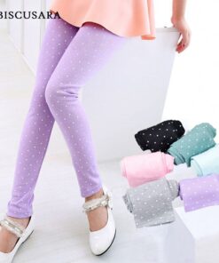 Children Girls Skinny Leggings Long Pants Polka Dots Printed Kids Spring Autumn Cotton Bottoms Dotted Elastic Trousers