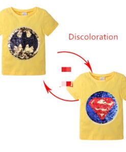 Changing Color and Pattern Switchable Sequins Boys TShirts Kid Fashion Marvel Hero T Shirt Children Top Clothes Summer
