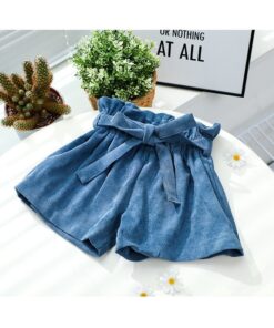 Summer New Retro Fashion Baby Girls Shorts Pure Cotton High Waist Short 0-5Y Kid Casual Bow Loose Short Solid Color Girl Legging