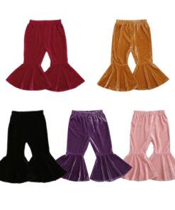 2020 New Toddler Kids Baby Girl Elastic Waist Velvet Flare Pant Bell Bottom Autumn Clothes