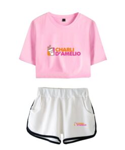 New Charli DAmelio Ice Coffee Splatter Women Two Piece Set Shorts+lovely T-shirt Sexy charli damelio merch Sport suit Girl