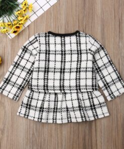 2Pcs Autumn Winter Party Kids Clothes For Baby Girl Fashion Pageant Plaid Coat Tutu Dress Outfits Suit Toddler Girl Clothing Set
