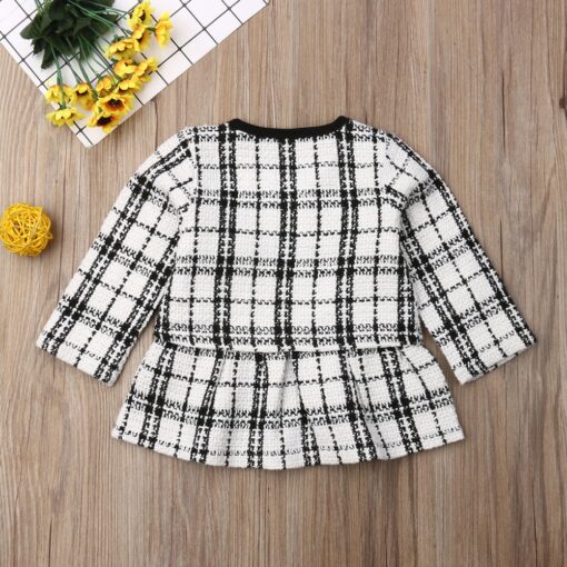 2Pcs Autumn Winter Party Kids Clothes For Baby Girl Fashion Pageant Plaid Coat Tutu Dress Outfits Suit Toddler Girl Clothing Set