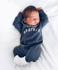 Newborn Infant Baby Boy Girl Button Letter Long Sleeve Romper Jumpsuit Playsuit Clothes Christmas Organic Cotton Baby Clothing