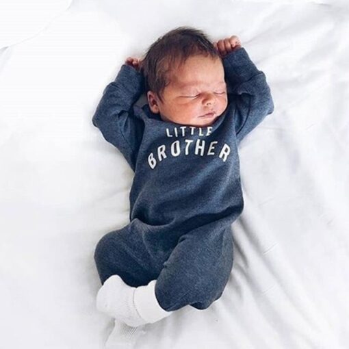 Newborn Infant Baby Boy Girl Button Letter Long Sleeve Romper Jumpsuit Playsuit Clothes Christmas Organic Cotton Baby Clothing