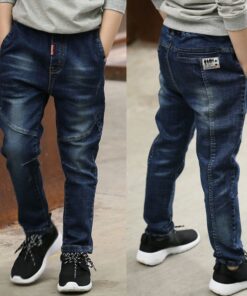 IENENS 5-13Y Fashion Children's Jeans Boy Denim Trousers Kids Clothes Baby Boys Elastic Waist Pants Slim Jeans For Boy