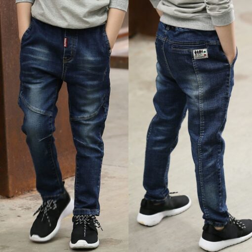 IENENS 5-13Y Fashion Children's Jeans Boy Denim Trousers Kids Clothes Baby Boys Elastic Waist Pants Slim Jeans For Boy
