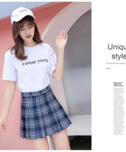 QRWR Summer Women Skirts 2020 New Korean High Waist Plaid Mini Skirt Women School Girls Sexy Cute Pleated Skirt with Zipper