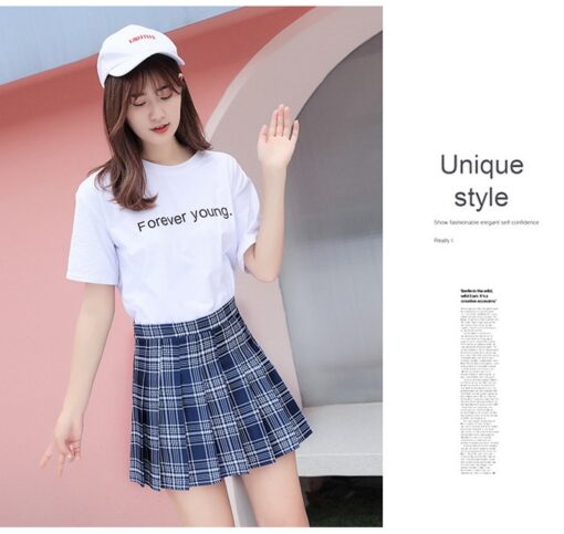 QRWR Summer Women Skirts 2020 New Korean High Waist Plaid Mini Skirt Women School Girls Sexy Cute Pleated Skirt with Zipper