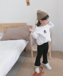 VIDMID baby girls solid color bell-bottomed pants kids cotton casual flared trousers clothes girls flare pants 4134 01