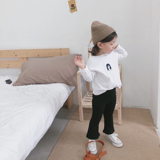 VIDMID baby girls solid color bell-bottomed pants kids cotton casual flared trousers clothes girls flare pants 4134 01