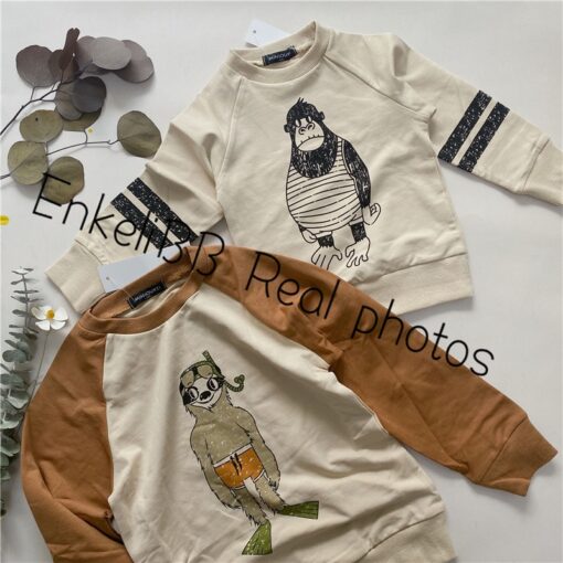 EnkeliBB Child Boys Autumn Winter Sweatshirt Fashion Brand Design Kids Long Sleeve Tops Toddler Boys Clothes For Winter Monkey
