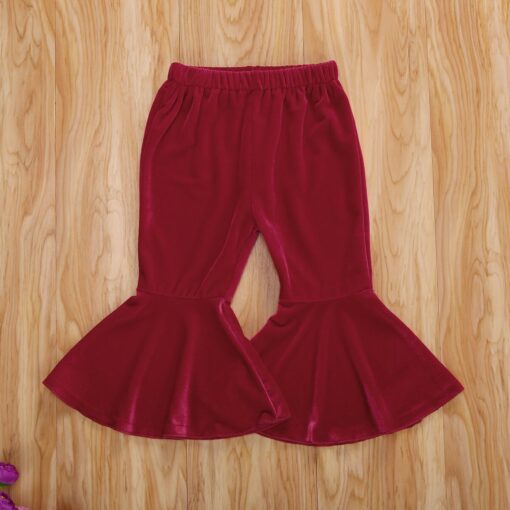2020 New Toddler Kids Baby Girl Elastic Waist Velvet Flare Pant Bell Bottom Autumn Clothes