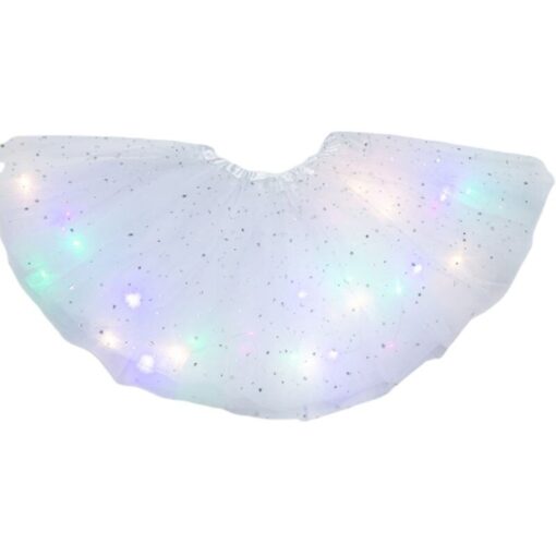 Women Girls Kids Neon LED Tutu Skirt Party Stage Dance Wear Pleated Layered Tulle Light Up Short Dress for 3-12 years old