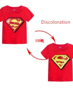 Changing Color and Pattern Switchable Sequins Boys TShirts Kid Fashion Marvel Hero T Shirt Children Top Clothes Summer