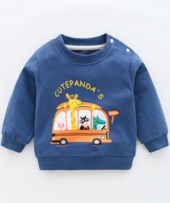 Autumn New Cute Toddler Girl Clothes Fashion Boys Sweatshirt Cartoon Animals Pattern Long Sleeve O Neck Cotton Baby Warm Outfits