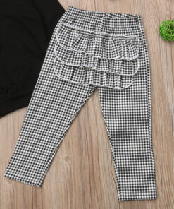 1-6Y Autumn Winter Lovely Toddler Baby Girls Clothes Sets 3PCS 3D Ears Hooded Pullover Black Tops+Ruffles Plaid Pants+Headband