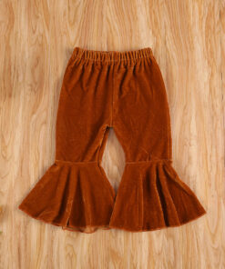 Infant Kids Baby Girls Velvet Bell-Bottoms Baby Children Long Flared Trousers Retro Casual Elastic Waist Pants for Kids 6M-6T