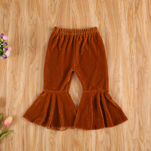 Infant Kids Baby Girls Velvet Bell-Bottoms Baby Children Long Flared Trousers Retro Casual Elastic Waist Pants for Kids 6M-6T