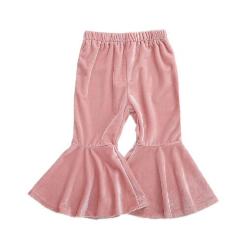 2020 New Toddler Kids Baby Girl Elastic Waist Velvet Flare Pant Bell Bottom Autumn Clothes