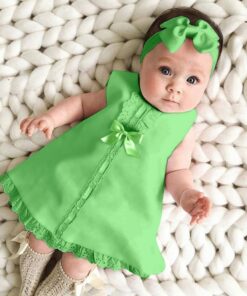 Newborn Baby Girl Dress Sleeveless Casual Maxi Bow Dress+Headband Set outfit Bowknot Ruffle Red Clothes Baby Summer Dress