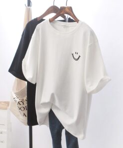 2020 t-shirt Top T Shirt Women Tshirt Loose Smile White Short Sleeve Girls New Woman Generation WBXT211