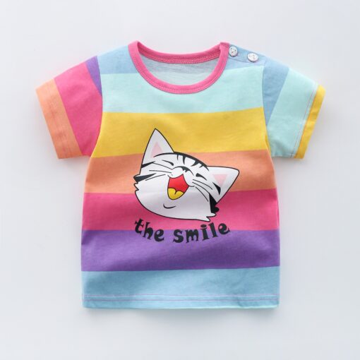 Girls 6M-5Y summer T-Shirts short sleeve Tees Kids Children Casual Cartoon Unisex cotton T-Shirts Boy baby clothes girls tops