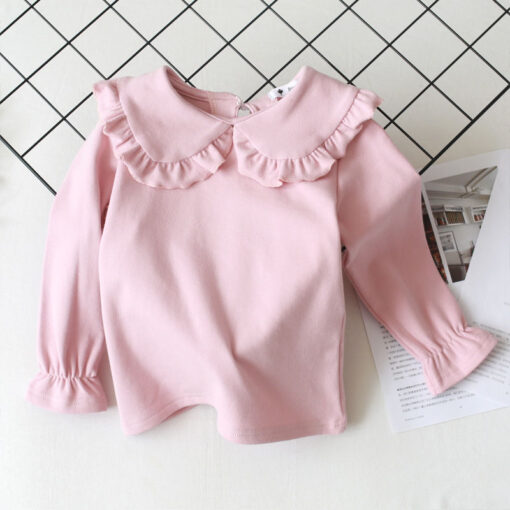 2020 Spring Autumn New Girls Shirts Kid's T-shirt Lapel Lace Casual Fashion White Doll Collar Shirt Children's Clothing