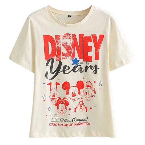 Disney Cartoon Cotton T-Shirt Women 2020 Summer Casual Mickey Mouse Daisy Duck Tshirt Women Vintage Streetwear Tee Tops T-Shirts