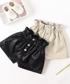 2020 New autumn winter Kids faux leather Shorts pants For Girls baby Princess Children 6 8 10 12 years