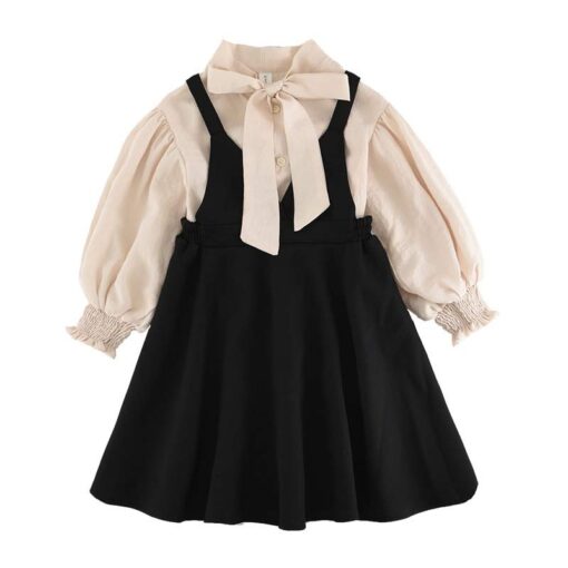 Bear Leader School New Girls Clothing Dress Baby Casual Dress Kids Patchwork Fall Clothes Children Long Sleeve Dress Blue White