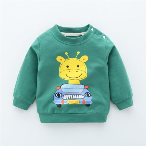 Autumn New Cute Toddler Girl Clothes Fashion Boys Sweatshirt Cartoon Animals Pattern Long Sleeve O Neck Cotton Baby Warm Outfits
