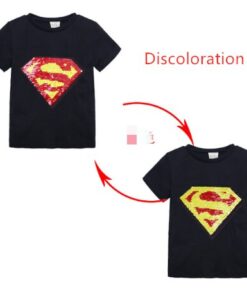 Changing Color and Pattern Switchable Sequins Boys TShirts Kid Fashion Marvel Hero T Shirt Children Top Clothes Summer