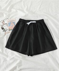 Women Shorts Summer Casual Solid Drawstring shorts high waist loose shorts for girls Soft Cool female short M-2XL