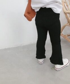 VIDMID baby girls solid color bell-bottomed pants kids cotton casual flared trousers clothes girls flare pants 4134 01