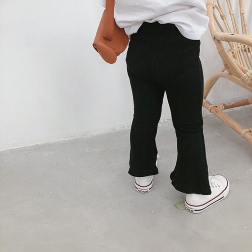 VIDMID baby girls solid color bell-bottomed pants kids cotton casual flared trousers clothes girls flare pants 4134 01