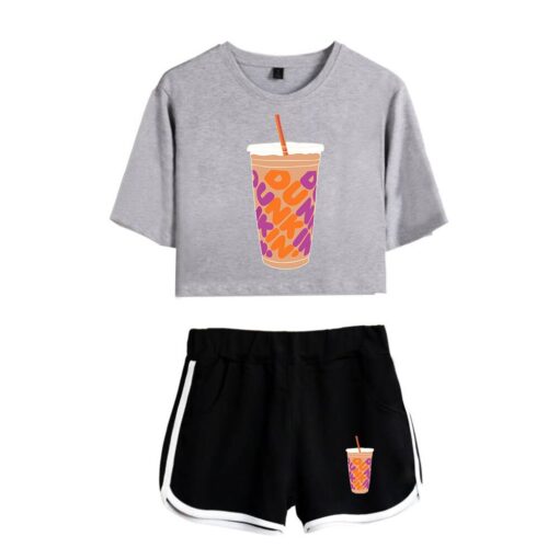 New Charli Damelio Ice Coffee Splatter Women Two Piece Set Shorts+lovely T-shirt Sexy Charli Damelio Merch Sport Suit Girl Short