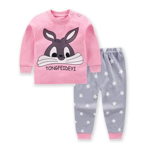 Children's Cotton Boys and Girls Baby Cotton Underwear Set Children's Autumn Clothes Long Pants Home Service Baby Clothes