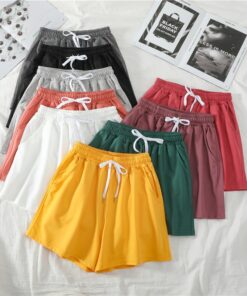 Women Shorts Summer Casual Solid Drawstring shorts high waist loose shorts for girls Soft Cool female short M-2XL