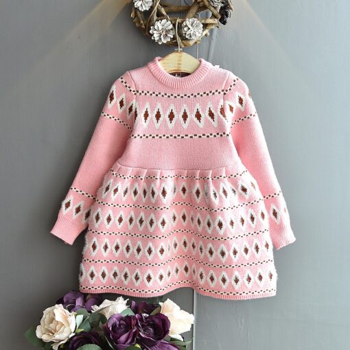 Baby Mink Fleece Sweater Girl Dress Children'S Clothing Autumn Winter 2020 New Pullover Sweater Dot European American Kid Dress