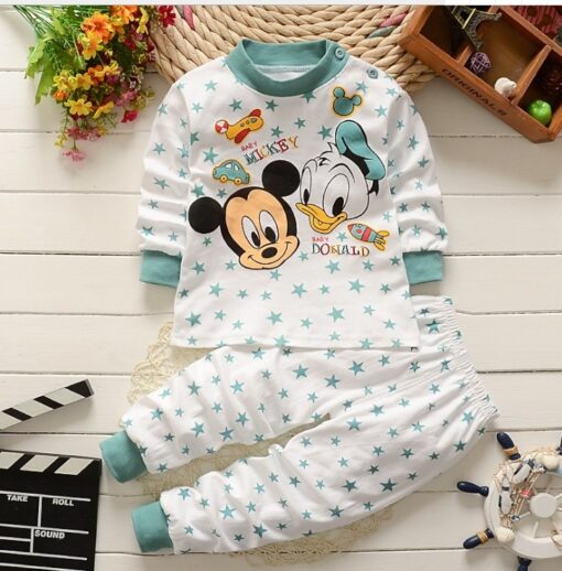 Children's Cotton Boys and Girls Baby Cotton Underwear Set Children's Autumn Clothes Long Pants Home Service Baby Clothes
